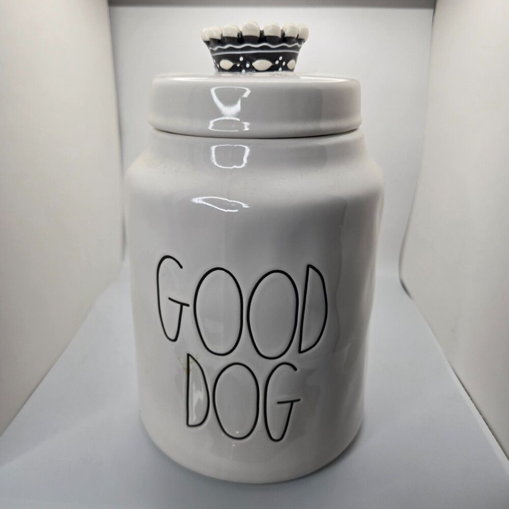 Rae Dunn Good Dog Canister Treat Jar w/ Crown Lid Artisan Collection by Magenta